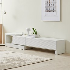 베이지메이트 코니 템바보드 확장형 거실장 1900 방문설치, 화이트