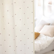 BELLELIFE 雛菊刺繡玄關遮蔽門簾, 自然色