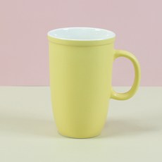 해피정 오벌 라인 롱 무광 머그컵 480ml, 옐로우, 1개
