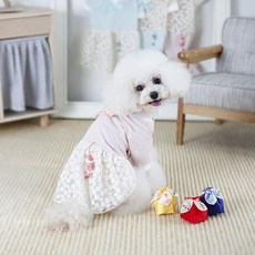 AMYLOVESPET 花朵印花韓服寵物連身裙, 粉色的