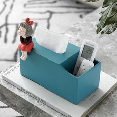 可愛蝴蝶結少女面紙盒, 藍色