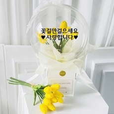 러블리팜 人造花 不破魔法花氣球 花盒款 鬱金香 25cm + LED燈 + 零用錢鈔票夾 10p + 刻字 父母節, 花盒型_鬱金香_黃、黑、母親節, 1個