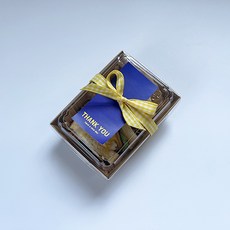 Tina Picnic 迷你牛皮紙免洗容器 + 藍色貼紙 + 黃色緞帶組合, 便當容器(20p) + 黃色貼紙(20p) + 藍色緞帶(20p), 20套