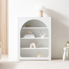 올라프 4단 수납장식장 아치타입 방문설치, 아이보리화이트