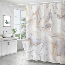 大理石紋浴簾 06白色 180 x 200 cm, 06 White, 1個