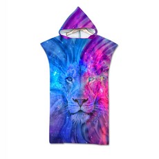 리아지오 서핑 비치 후드 판초 망토 가운 타월, 사자, 1개