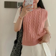 andstyle 女款 Bain 混色麻花圓領針織背心 263650