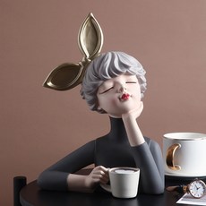室內裝飾少女擺件 咖啡女孩, 混合色