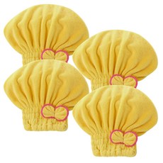 아케이바이 고급형 극세사 드라이 헤어타올 26 x 28 cm, Yellow, 4개