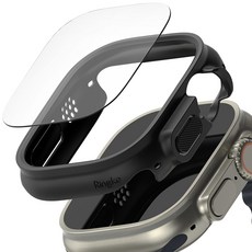 링케 애플워치 슬림 케이스 + 강화유리 필름 콤보, 매트블랙, 1개