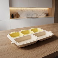 네스틱 유아용 토끼시리즈 원플레이트 식판 + 토끼 볼 3p + 당근 볼 2p 세트, 바나나옐로우, 1세트, 플레이트 + 토끼 볼 3p + 당근 볼 2p