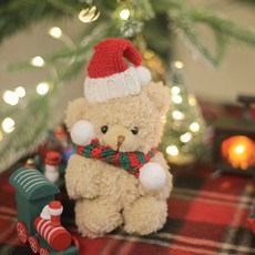 EPLYN 聖誕節飾品 聖誕熊娃娃 鑰匙圈 聖誕樹掛飾 裝飾, 1個, 米色