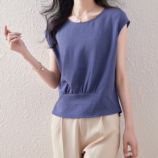 ATTERLIC 無袖夏季抓皺襯衫 10342