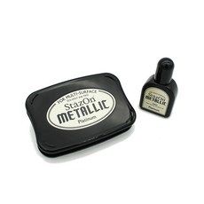 月貓 StazOn 金屬油性墨水 + 印台套組, 1套, 鉑金色