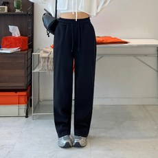 DIAMIGNON 女性Matio素色口袋直筒抽繩鬆緊帶運動褲