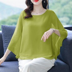 엘쏘 여성용 가오리핏 시스루 쉬폰 블라우스