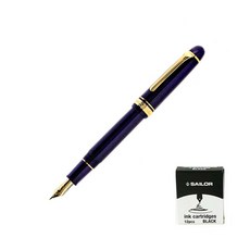 SAILOR 寫樂 質感鋼筆+卡式墨水管 12入, F, 藍色（鋼筆）、黑色（墨水）