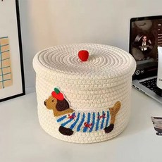 JOYMULTI Puppy Basket 布料棉繩收納籃, 象牙白, 1個