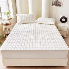 BEORA 方形絎縫固定綁帶式床用防水墊, 象牙白