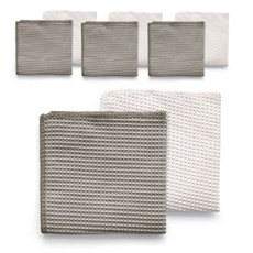 MONACO OLIVE 擦拭用鬆餅格紋清潔布 白色4入 + 暖灰色4入 組, 1套