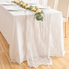 마켓감성 테이블 장식 러너, 화이트, 길이 405cm x 폭 75 cm, 1개