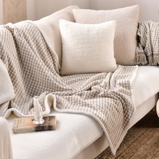 BELLELIFE 自然格紋人造羊毛雙層毛毯