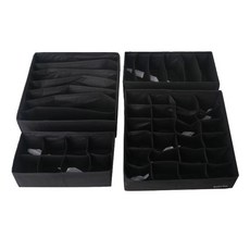 Market Plan 內衣收納袋多功能 4 件套黑色, 1組, 黑色