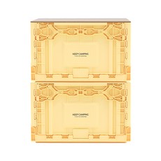 KEEP 캠핑 더블 도어 오픈형 폴딩박스 63L 2p + 전용 상판, 레몬