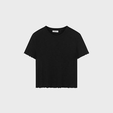 폴햄 여성용 립 웨이브 크롭 반팔 티셔츠