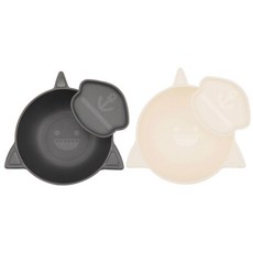 채널앤 쥬 상어 시리얼볼 2종 + 종지 2종 세트, 블랙, 베이지, 1세트