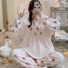 孕婦草莓紋路Shibori產後哺乳上下睡衣套裝