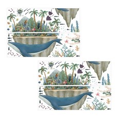 아티홈 아일랜드 해양 고래 벽 스티커 2p, 혼합색상