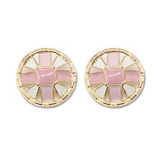 高級珍珠水鑽寶石點綴五色環氧樹脂鈕扣 25mm, 2個, 粉紅色