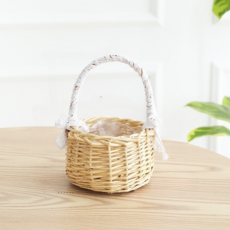 微笑 手提籃 花盆盒 蕾絲提把 小型, 1個, 混色