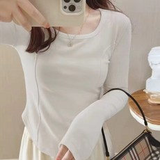 I'M MONG 女款洛可可圓領修身線條內搭T恤