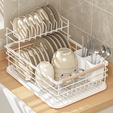 American Road 現代木屋鐵製瀝水碗盤架, 2層, 白色