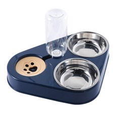 DING DONG PET 寵物多功能三格餐碗, 深藍色, 1個