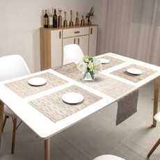라온투유 플레이스 테이블 매트 4인 5p 세트, 03 은회색, 4인(450 x 300 mm, 300 x 1800 mm), 5개