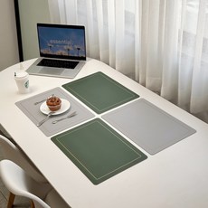 briview Linea 雙面餐墊, 4個, 橄欖綠 + 灰色, 43 x 30 cm