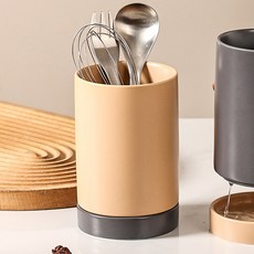 몬드스팟 세라믹 배색 물빠짐 오브제 수저통 꽂이 RB20699, 베이지, 1개