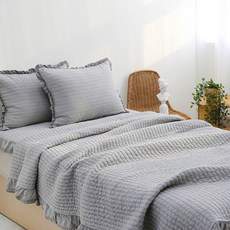 BEDDING Cafe Pigment 60支棉素色格紋棉被, 木炭