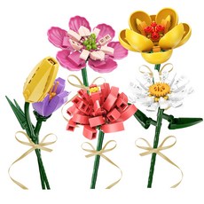 젠토이 꽃다발 블록 5종 세트, 핑크(매화), 옐로우(히비스커스), 레드(동백), 1개