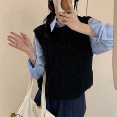 andstyle 女款麻花鏤空針織背心 263283