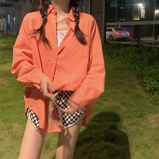 여성용 트렌드 박시 루즈핏 파스텔 셔츠