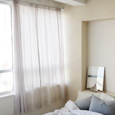 CASA VERDE 楓葉條紋門簾 長窗型, 米色