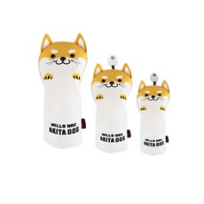 HELLO NRC 柴犬高爾夫球桿頭套組, 1組, 螺旋道用+平坦球道用+實用型