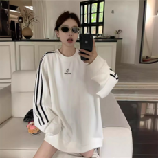 PEONIST 條紋圓領套頭長袖大學T