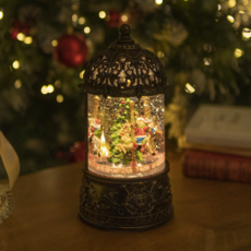 LENA ENERGY 快樂聖誕旋轉雪花球, 古銅色旋轉木馬, 13.7 x 25 cm