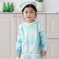 BEBE CHOUETTE 嬰幼兒防水無袖圍裙 + 頭巾 + 袖套組