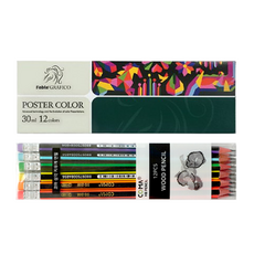 TUCO.B 廣告顏料 30ml+3角橡皮鉛筆 SG-208 12入, 12 種顏色